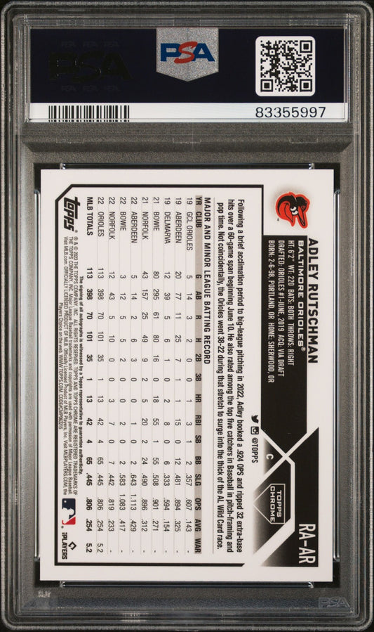 2023 Topps Chrome Rookie Auto Rookie Autograph-Purple Ref #RAAR Adley Rutschman