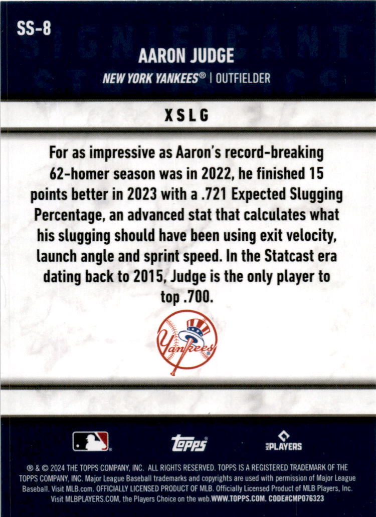 2024 Topps Significant Statistics #SS-8 Aaron Judge New York Yankees