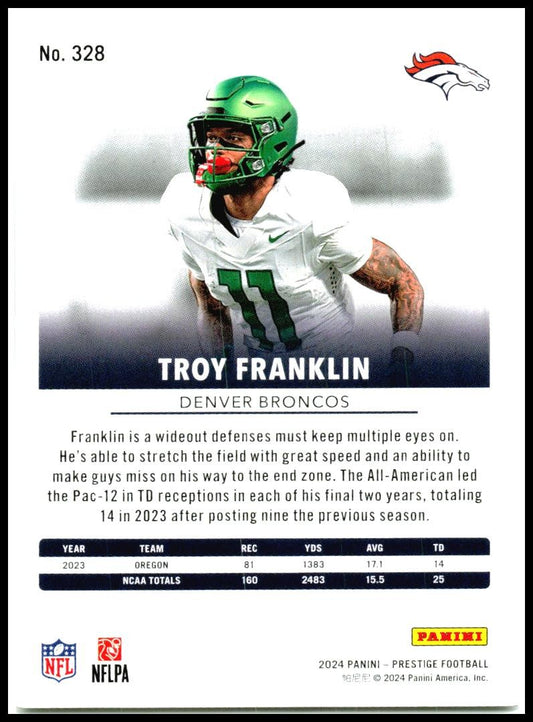 2024 Panini Prestige #328 Troy Franklin Rookie Denver Broncos