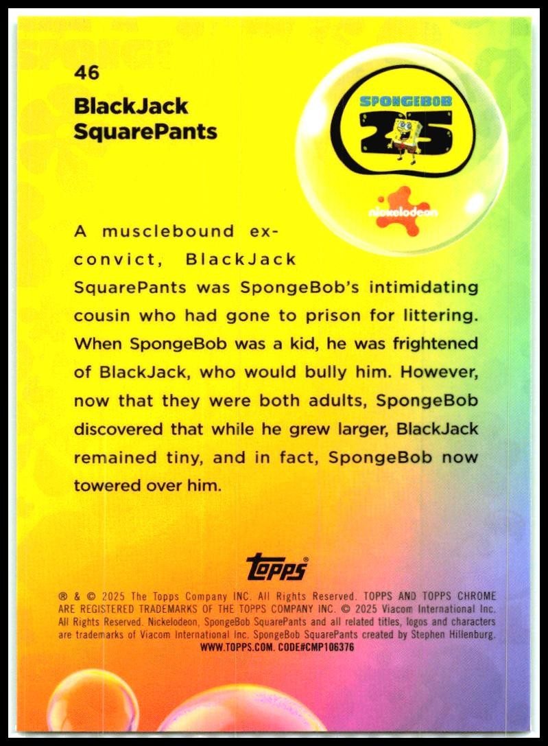 2025 Topps Chrome Spongebob Squarepants Kelp Green #46 BlackJack SquarePants