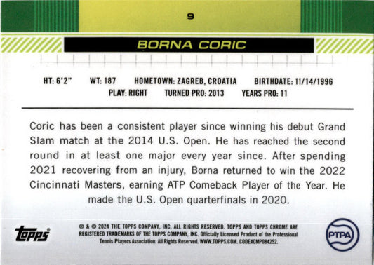 2024 Topps Chrome Tennis Purple #9 Borna Coric