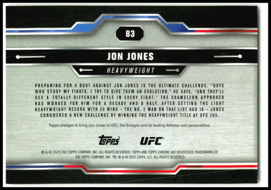 2025 Topps Chrome UFC Gold Refractor #83 Jon Jones #/50