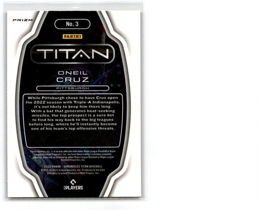 2022 Panini Chronicles Titan Pink Pulsar #3 Oneil Cruz Pittsburgh Pirates