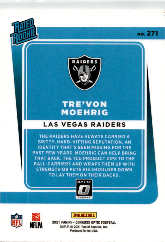 2021 Donruss Optic #271 Tre'von Moehrig Rookie Las Vegas Raiders