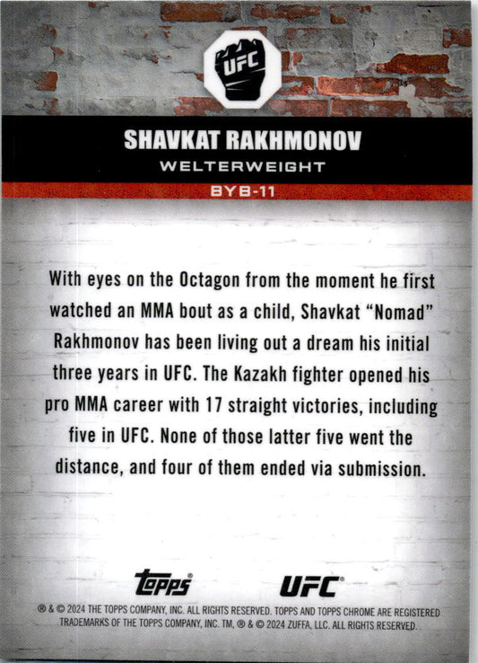 2024 Topps Chrome UFC Brick By Brick #BYB-11 Shavkat Rakhmonov