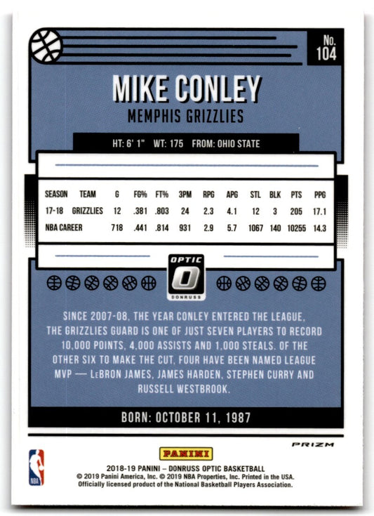 2018-19 Donruss Hyper Pink Mike Conley Memphis Grizzlies #104