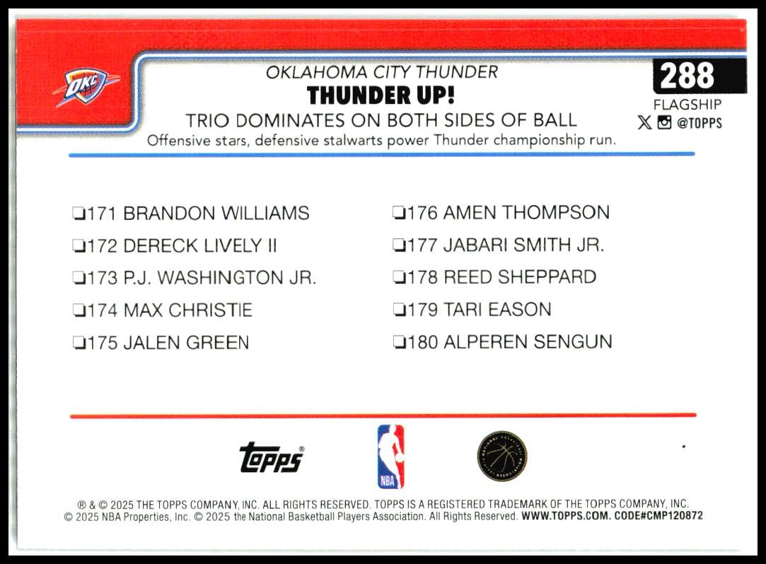 2025-26 Topps Gold /2025 #288 Shai Gilgeous-Alexander Thunder