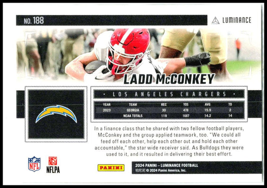 2024 Panini Luminance #188 Ladd McConkey Rookie Los Angeles Chargers