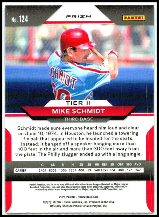 2021 Panini Prizm Red/White/Blue Prizm #124 Mike Schmidt Philadelphia Phillies