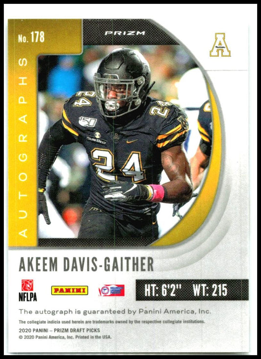 2020 Panini Prizm Draft Picks Silver Autographs #178 Akeem Davis-Gaither Auto