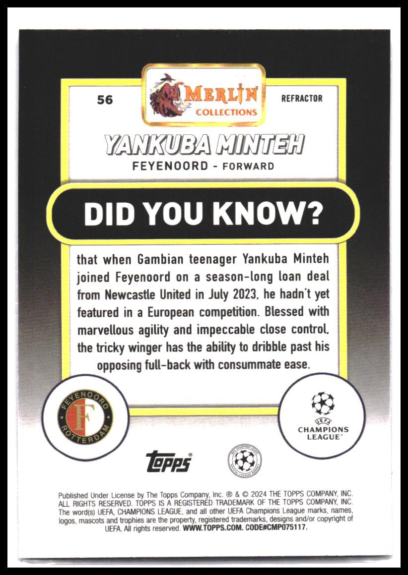 2023-24 Merlin UEFA Club Competitions #56 Yankuba Minteh Refractor
