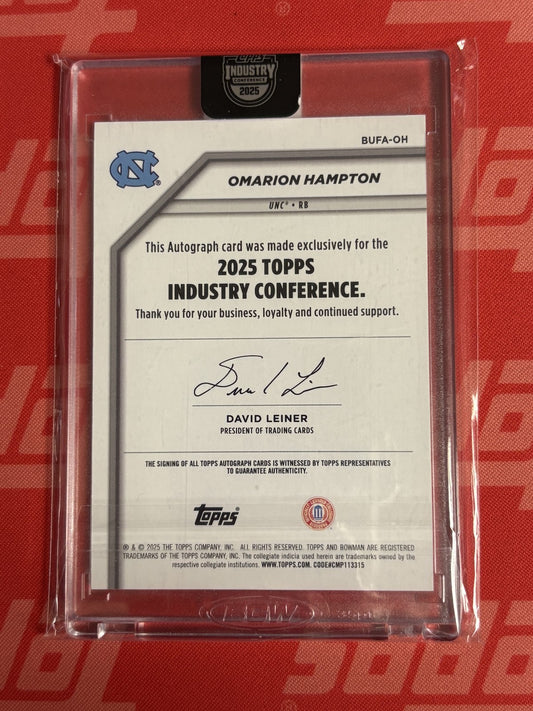 2025 Bowman University Topps Industry Omarion Hampton Auto 1/1 Chargers