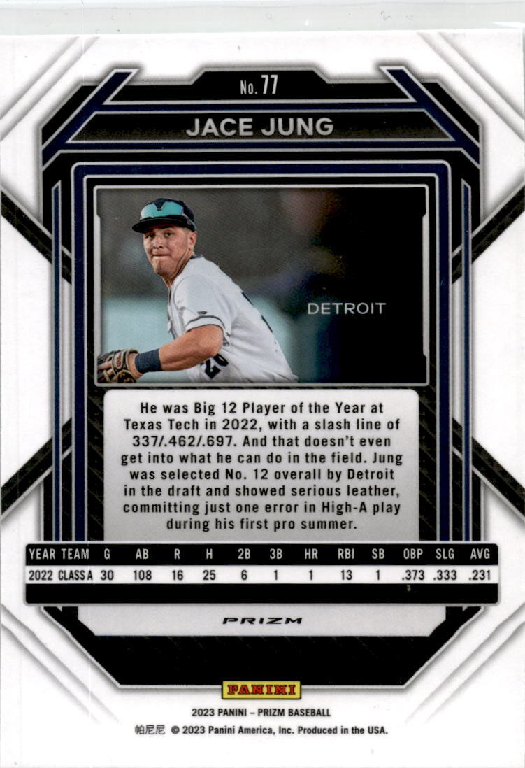 2023 Panini Prizm Green Ice #77 Jace Jung Detroit Tigers