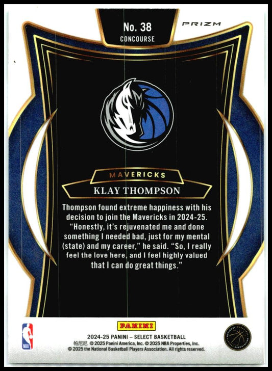 2024-25 Panini Select Green White Purple Prizm #38 Klay Thompson Dallas