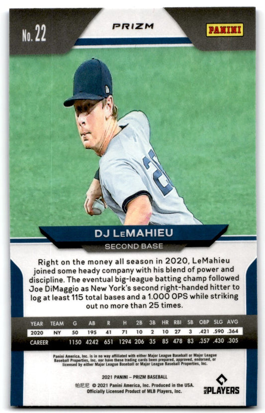 2021 Panini Prizm Blue DJ LeMahieu New York Yankees #22