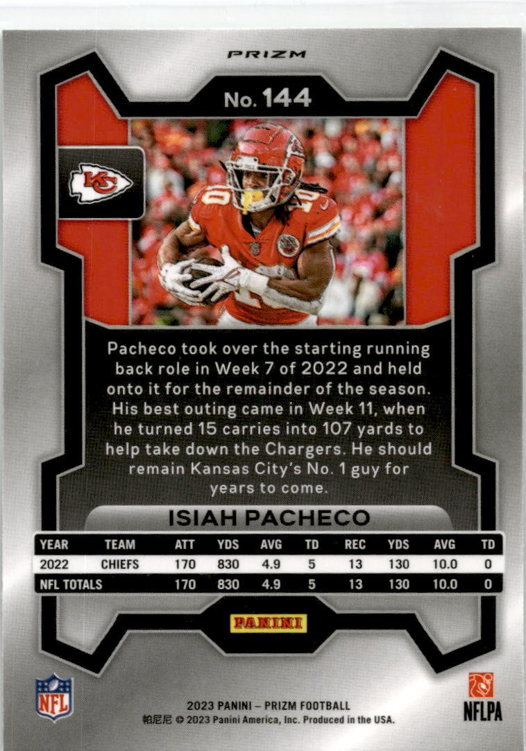 2023 Panini Prizm Green #144 Isiah Pacheco Kansas City Chiefs