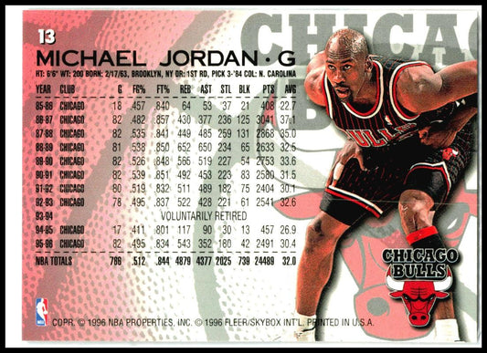 1996-97 Fleer #13 Michael Jordan Chicago Bulls