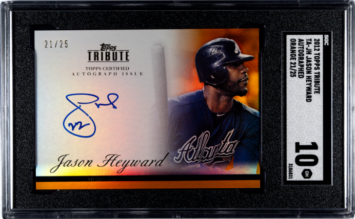 2012 Topps Tribute Auto. Orange #TA-JH Jason Heyward Atlanta Braves SGC 10