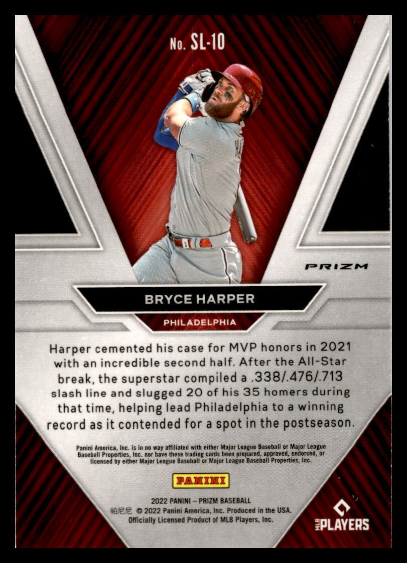 2022 Panini Prizm sluggers SL-10 Bryce Harper