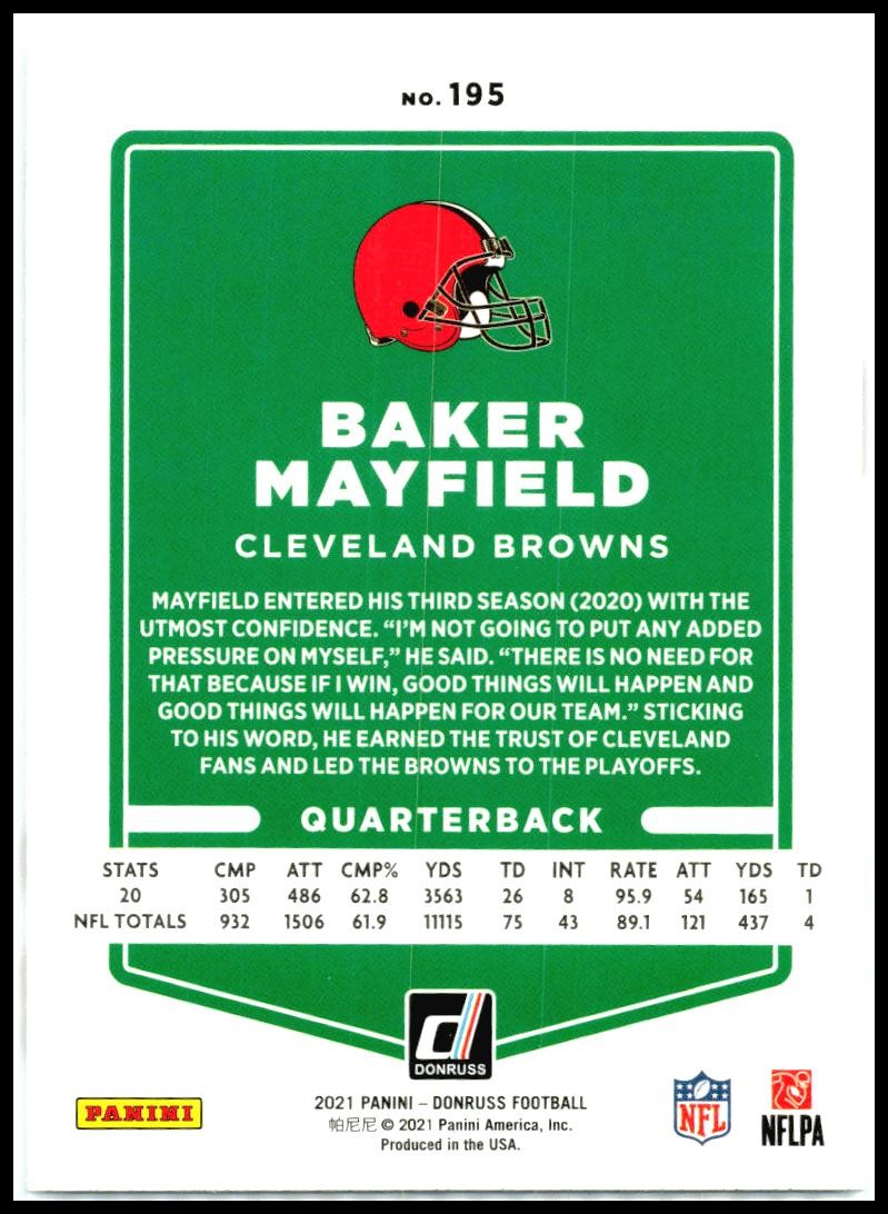 2021 Donruss #195b Baker Mayfield Cleveland Browns