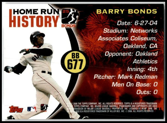 2006 Topps Barry Bonds Home Run History #BB 674 Barry Bonds San Francisco Giants