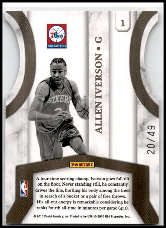 2010-11 Donruss Jersey Kings Die Cuts Sapphire #1 Allen Iverson 76ers