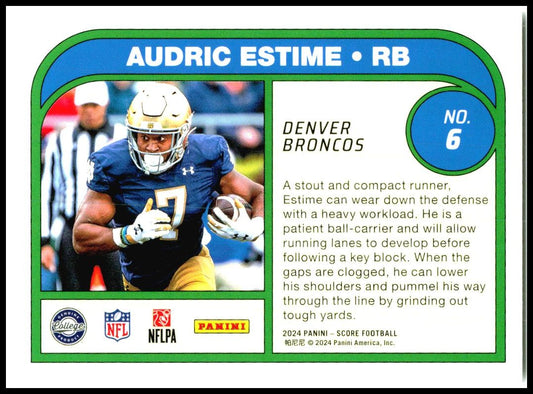 2024 Score Protential #6 Audric Estime Denver Broncos