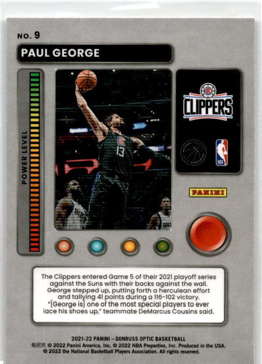 2021-22 Donruss Optic T-Minus 3...2...1... #9 Paul George Los Angeles Clippers