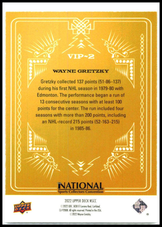 2022 Upper Deck National Sports Collectors Convention VIP #VIP-2 Wayne Gretzky
