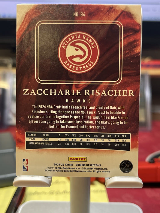2024-25 Origins #94 Zaccharie Risacher RC Rookie Hawks