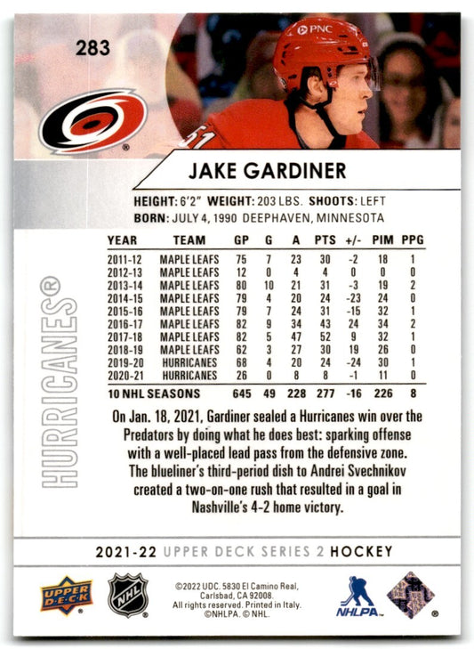 2021-22 Upper Deck Jake Gardiner Carolina Hurricanes #283
