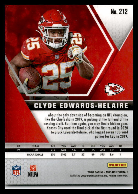 2020 Panini Mosaic #212 Clyde Edwards-Helaire Rookie Kansas City Chiefs