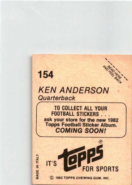 1982 Topps All Pro Sticker #154 Ken Anderson Cincinnati Bengals
