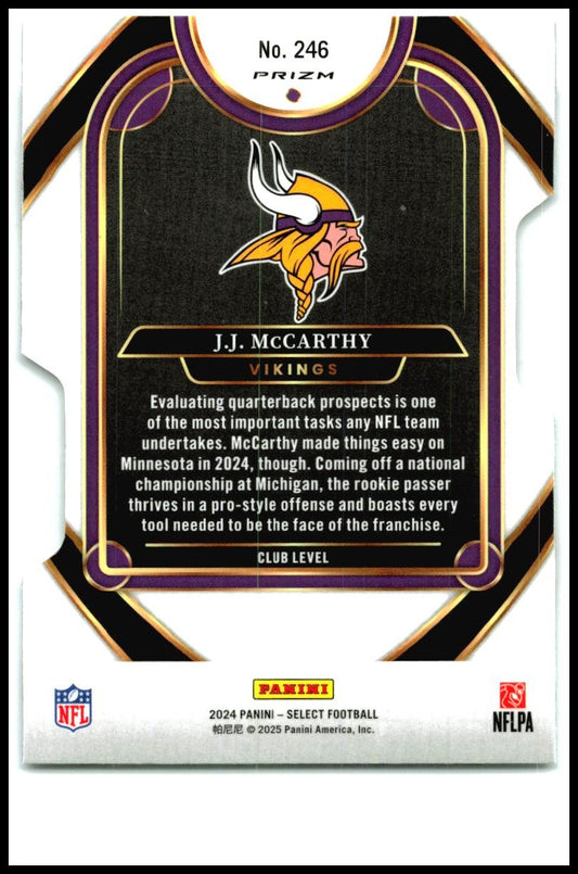 2024 Panini Select Die-Cut Silver Prizm #246 J.J. McCarthy Rookie Vikings