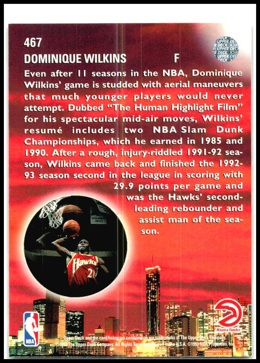 1993-94 Upper Deck #467 Dominique Wilkins Atlanta Hawks