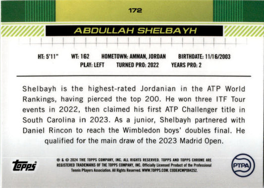 2024 Topps Chrome Tennis #172 Abdullah Shelbayh