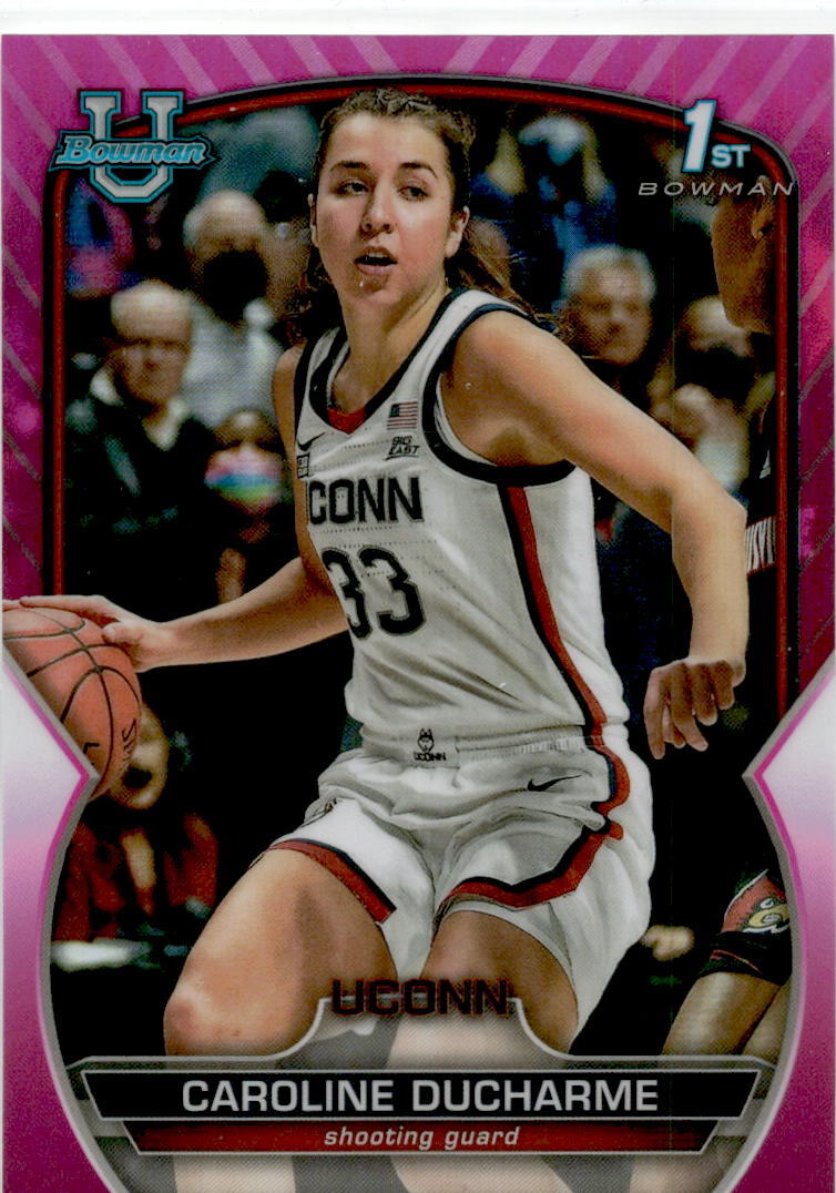 2022-23 Bowman University Chrome Pink #7 Caroline Ducharme Connecticut Huskies