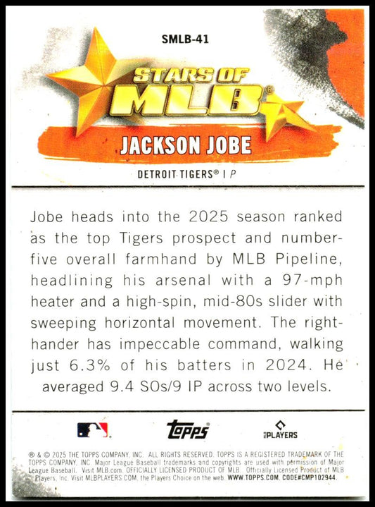 2025 Topps Stars of MLB #SMLB-41 Jackson Jobe Detroit Tigers