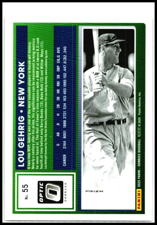 2025 Donruss Laser #55 Lou Gehrig New York Yankees