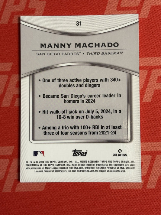 2025 Topps Tribute #31 Manny Machado San Diego Padres