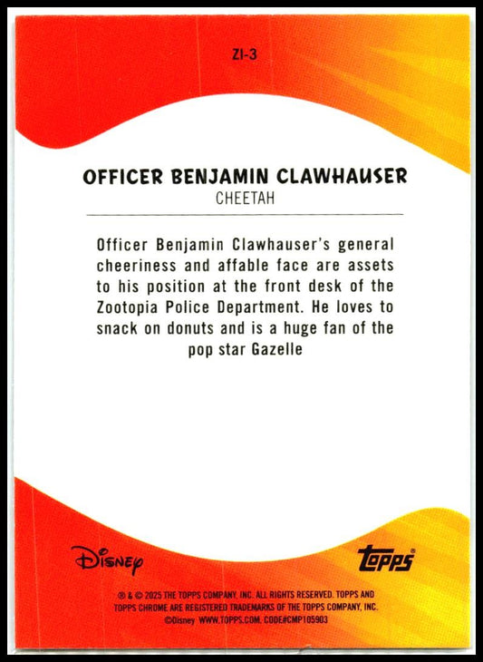 2025 Topps Chrome Disney Zootopia Icons #ZI-3 Officer Benjamin Clawhauser