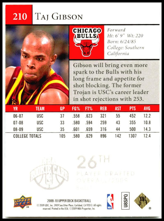 2009-10 Upper Deck #210 Taj Gibson Rookie Chicago Bulls