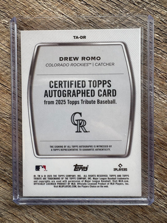 2025 Topps Tribute Green TA-DR Drew Romo RC Auto /99 Colorado Rockies
