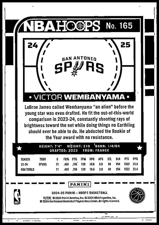 2024-25 Hoops Winter #165 Victor Wembanyama San Antonio Spurs