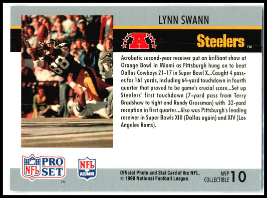 1990 Pro Set Super Bowl MVP Collectibles #10 Lynn Swann Pittsburgh Steelers