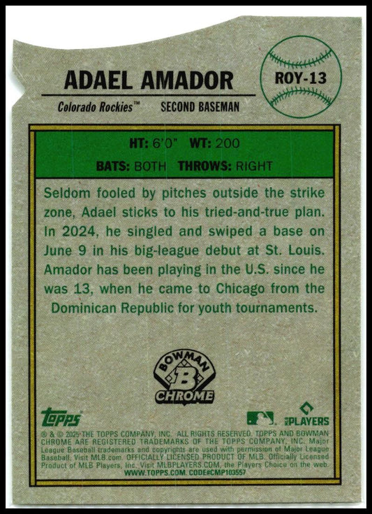 2025 Bowman Rookie of the Year Favorites Mojo Refractor #ROY-13 Adael Amador