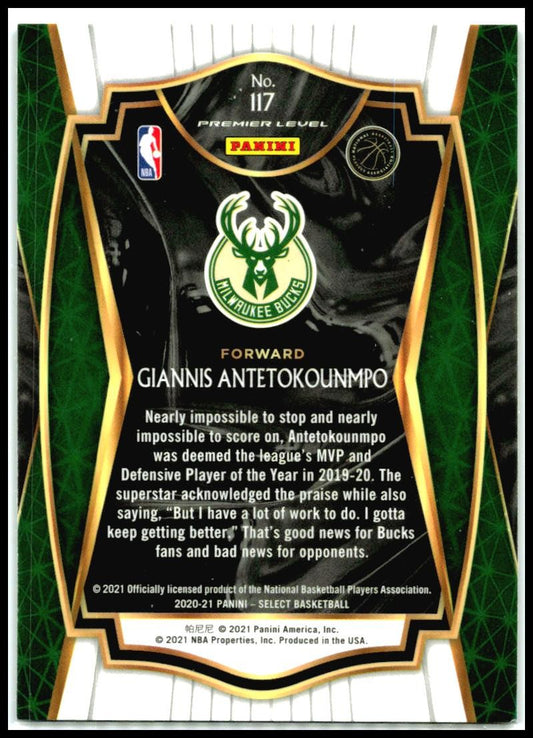 2020-21 Panini Select Blue #117 Giannis Antetokounmpo Milwaukee Bucks