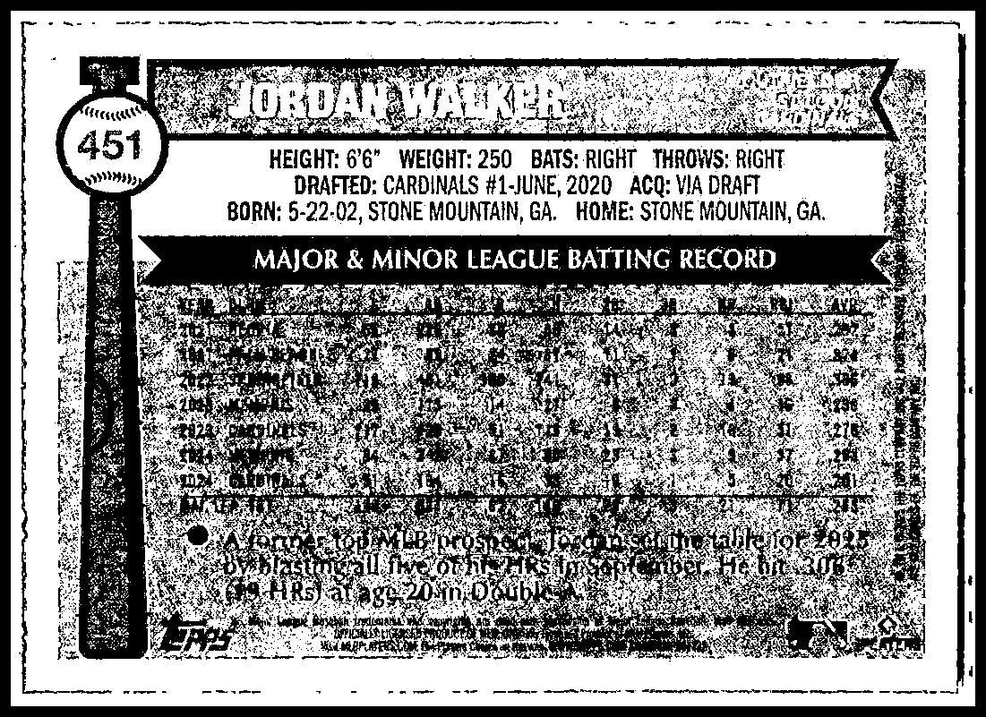 2025 Topps Heritage #451 Jordan Walker St. Louis Cardinals