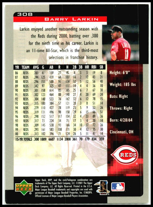 2001 Upper Deck MVP #308 Barry Larkin Cincinnati Reds
