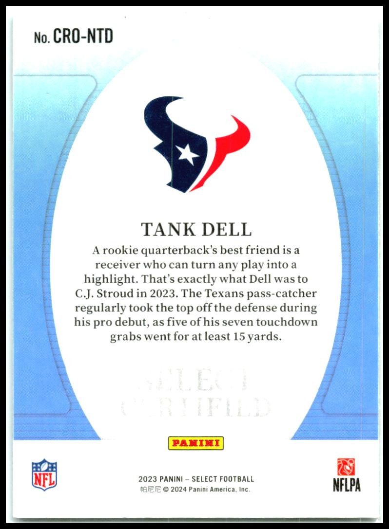 2023 Panini Select Select Certified Rookies #CRO-NTD Tank Dell Houston Texans
